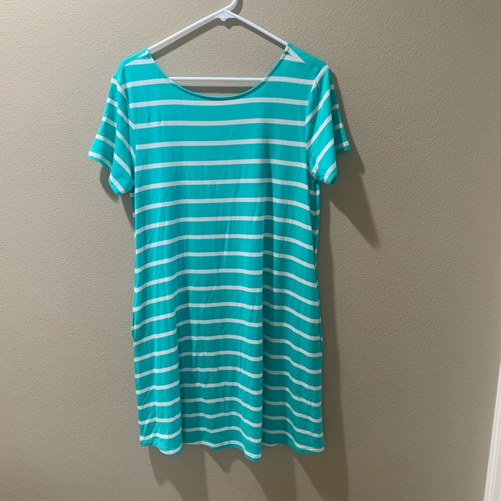 Blue and white strip dress